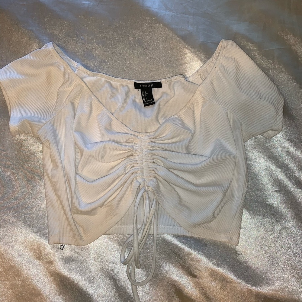 White off the shoulder crop top